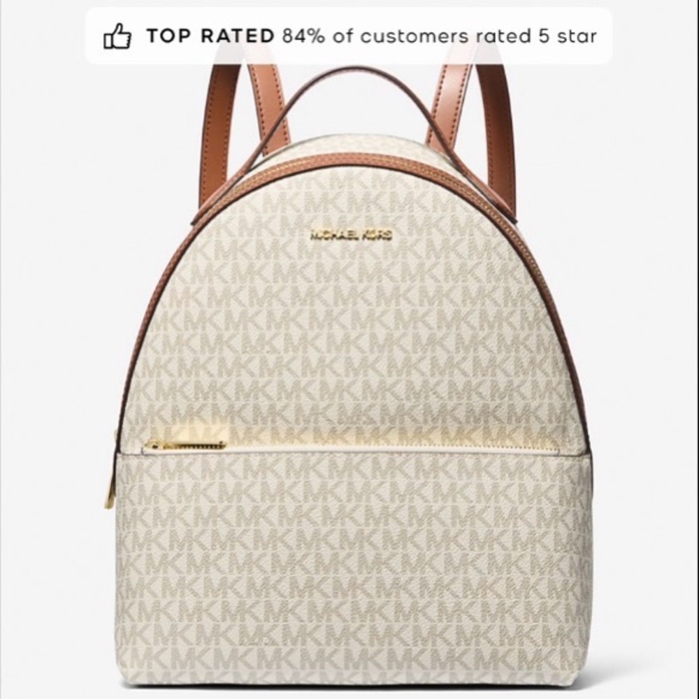 NWT-Michael Kors Tan and Cream Logo Backpack